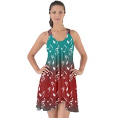 Red Teal Music Show Some Back Chiffon Dress by snowwhitegirl