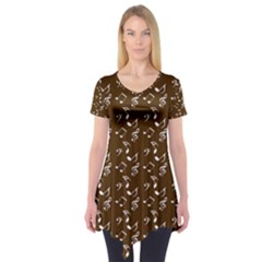 Brown Music Short Sleeve Tunic  by snowwhitegirl