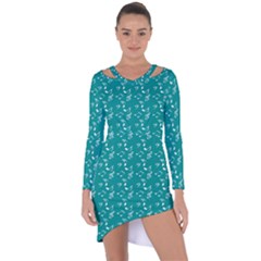 Teal Music Asymmetric Cut-out Shift Dress by snowwhitegirl