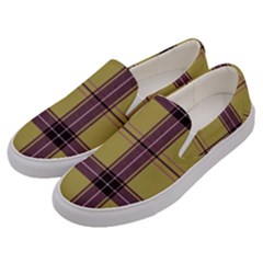 Beige Purple Plaid Men s Canvas Slip Ons by snowwhitegirl