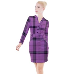 Lilac Plaid Button Long Sleeve Dress by snowwhitegirl