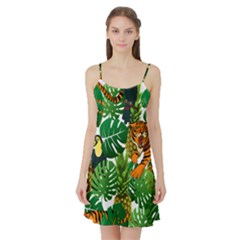 Tropical Pelican Tiger Jungle Satin Night Slip by snowwhitegirl