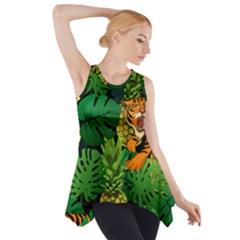 Tropical Pelican Tiger Jungle Black Side Drop Tank Tunic by snowwhitegirl