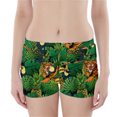 Tropical Pelican Tiger Jungle Black Boyleg Bikini Wrap Bottoms by snowwhitegirl