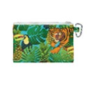 Tropical Pelican Tiger Jungle Blue Canvas Cosmetic Bag (Medium) View2