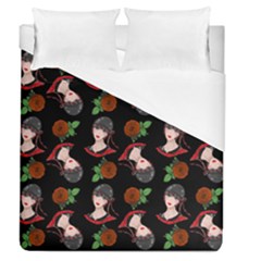 Vintage Flapper Woman Black Duvet Cover (queen Size) by snowwhitegirl