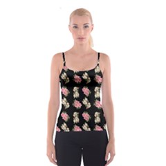 Retro Dog Floral Pattern Spaghetti Strap Top by snowwhitegirl