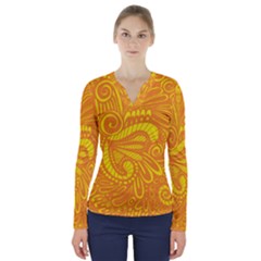 Pop Sunny V-neck Long Sleeve Top by ArtByAmyMinori