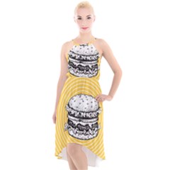 Pop Art Hamburger  High-low Halter Chiffon Dress  by Valentinaart