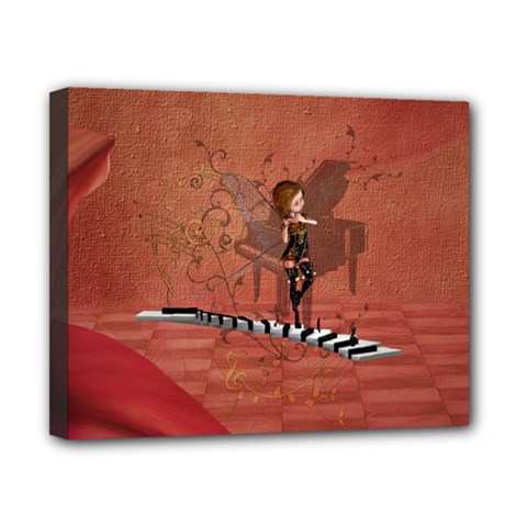 Cute Fairy Dancing On A Piano Canvas 10  X 8  (stretched) by FantasyWorld7