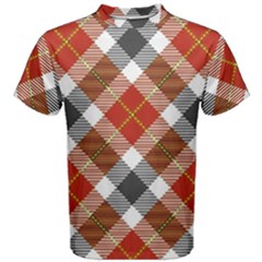 Smart Plaid Warm Colors Men s Cotton Tee by ImpressiveMoments