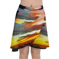 Sunset Mountain Indonesia Adventure Chiffon Wrap Front Skirt by Nexatart