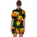Yellow Orange Tulip Flowers Satin Short Sleeve Pyjamas Set View2