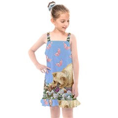 Cat And Butterflies Kids  Overall Dress by snowwhitegirl