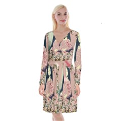 Rose Floral Doll Long Sleeve Velvet Front Wrap Dress by snowwhitegirl