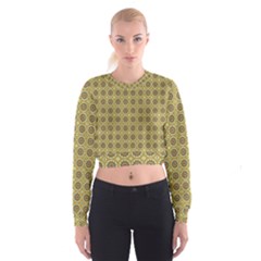 Floral Circles Yellow Cropped Sweatshirt by BrightVibesDesign