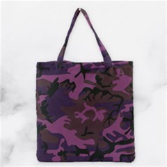 Camouflage Violet Grocery Tote Bag by snowwhitegirl