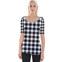 Square Diagonal Pattern Seamless Wide Neckline Tee