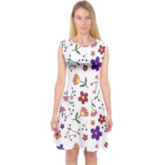 Flowers Pattern Texture Nature Capsleeve Midi Dress by Nexatart