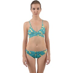 Leaves Dried Leaves Stamping Wrap Around Bikini Set by Nexatart