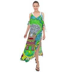 Cosmic Planet Angel Maxi Chiffon Cover Up Dress by chellerayartisans