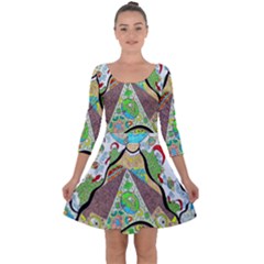 Cosmic Pyramid Quarter Sleeve Skater Dress by chellerayartisans