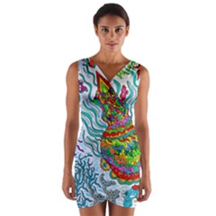 Supersonic Squid Wrap Front Bodycon Dress by chellerayartisans