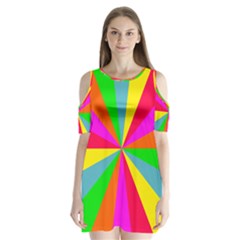 Neon Rainbow Burst Shoulder Cutout Velvet One Piece by PodArtist