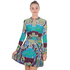 Cosmic Blue Submarine Long Sleeve Panel Dress by chellerayartisans