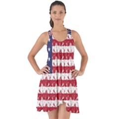 Usa Flag Halloween Holiday Nightmare Stripes Show Some Back Chiffon Dress by PodArtist