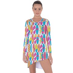 Mini Rainbow Colored Waikiki Surfboards  Asymmetric Cut-out Shift Dress by PodArtist