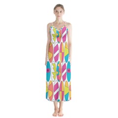 Mini Rainbow Colored Waikiki Surfboards  Button Up Chiffon Maxi Dress by PodArtist