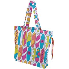 Mini Rainbow Colored Waikiki Surfboards  Drawstring Tote Bag by PodArtist