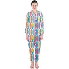 Rainbow Colored Waikiki Surfboards  Hooded Jumpsuit (ladies)  by PodArtist