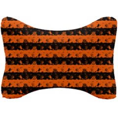 Orange And Black Spooky Halloween Nightmare Stripes Seat Head Rest Cushion by PodArtist