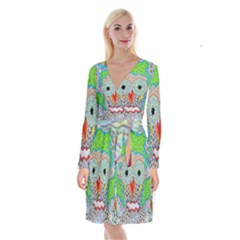 Cosmic Owl Long Sleeve Velvet Front Wrap Dress by chellerayartisans