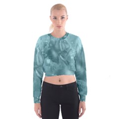 Wonderful Blue Soft Roses Cropped Sweatshirt by FantasyWorld7