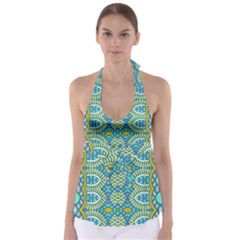 Green Blue Shapes                                                Babydoll Tankini Top by LalyLauraFLM