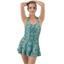 Green blue shapes                                            Ruffle Top Dress Swimsuit View1