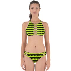 Slime Green And Black Halloween Nightmare Stripes  Perfectly Cut Out Bikini Set by PodArtist