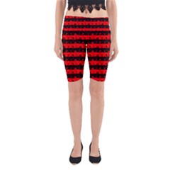 Red Devil And Black Halloween Nightmare Stripes  Yoga Cropped Leggings by PodArtist