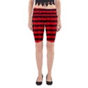 Red Devil and Black Halloween Nightmare Stripes  Yoga Cropped Leggings View1