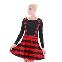 Red Devil And Black Halloween Nightmare Stripes  Suspender Skater Skirt by PodArtist