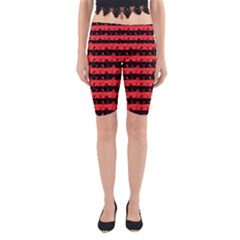 Donated Kidney Pink And Black Halloween Nightmare Stripes  Yoga Cropped Leggings by PodArtist