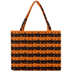 Dark Pumpkin Orange And Black Halloween Nightmare Stripes  Mini Tote Bag by PodArtist