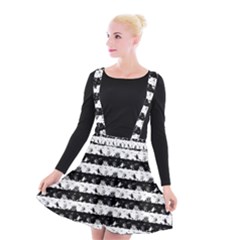 Black And White Halloween Nightmare Stripes Suspender Skater Skirt by PodArtist