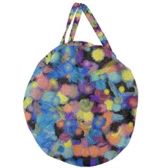 Paint Brushes On A Black Background                                            Giant Round Zipper Tote by LalyLauraFLM