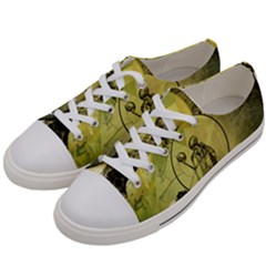 Awesome Creepy Skeleton With Skull Women s Low Top Canvas Sneakers by FantasyWorld7