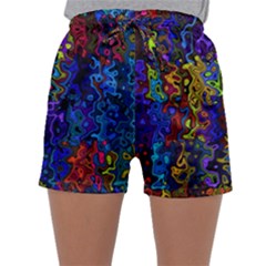 Colorful Waves                                                    Women s Satin Sleepwear Sleeve Shorts by LalyLauraFLM