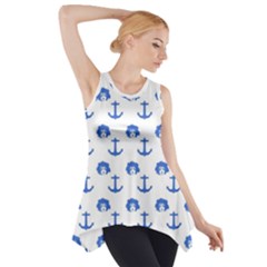 Vintage Face Anchor Blue Side Drop Tank Tunic by snowwhitegirl